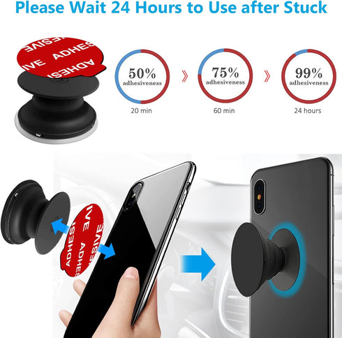 PKYAA 8 Pack Sticky Adhesive Compatible with Socket Base, Double-Sided Replacement Tape for Collapsible Grip & Stand Back, 4pcs Sticker Pads for C...