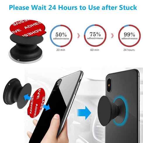 PKYAA 12 Pack Sticky Adhesive Compatible with Socket Base, Double-Sided Replacement Tape for Collapsible Grip & Stand Back - 12pcs 1.4 inches(35mm...