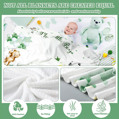Sleeping Bear Monthly Baby Milestone Blanket Bear Star Balloon Flannel Blanket Boy Newborn Infant Swaddle Blanket Growth Chart Baby Blanket with F...
