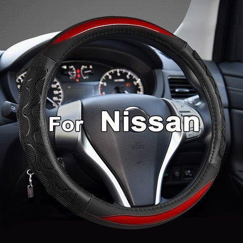 GIANT PANDA Steering Wheel Cover for Nissan Rogue - Car Steering Wheel Cover for Nissan Altima Sentra(Red-Round-Shaped)...
