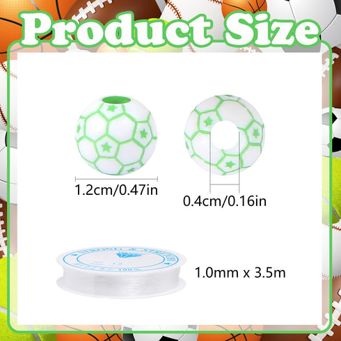 100pcs Rainbow Soccer Beads with 5.5 Yard Elastic Rope,Acrylic Sports Beads DIY Spacer Beads for Necklace Bracelet Keychains Handmade Jewelry Maki...