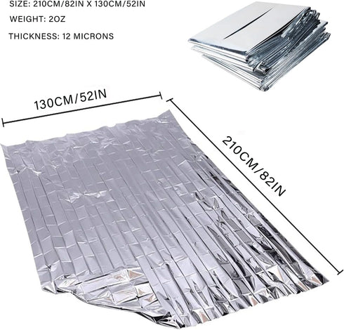 Emergency Foil Thermal Blanket (Pack of 6), Survival Blankets Perfect for Outdoors, Hiking, Survival, Marathons or First Aid...