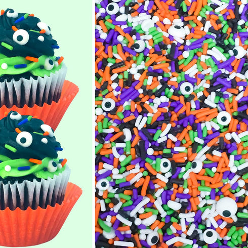 Edible Halloween Eyeballs Orange Black Purple Green White Cake Confetti Sprinkles Cake Cookie Cupcake Ice cream Donut Jimmies Quins 4oz...