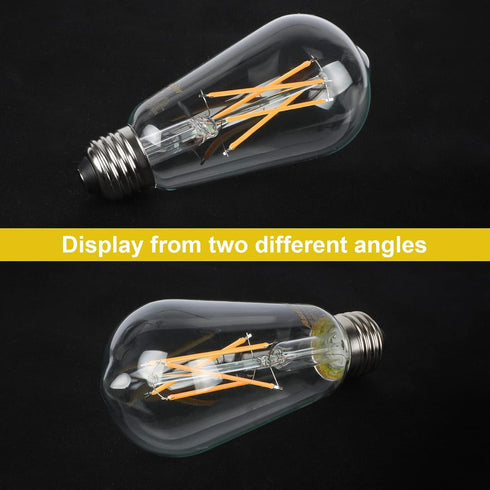 Ascher Vintage LED Edison Bulbs 60 Watt Equivalent, Eye Protection Led Bulb with 95+ CRI, Bright Warm White 2700K, Non-Dimmable, ST58 Antique LED ...