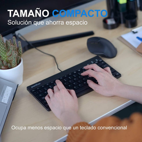 Perixx PERIBOARD-426ES Mini Teclado con Cable USB - Negro - QWERTY Español,Black...