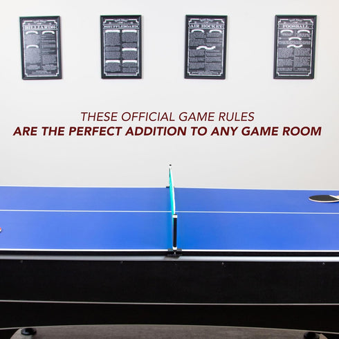 Hathaway Billiard Game Rules Wall Art – Framed Chalkboard-Style with Official Pool Table Rules, Matte Black Wood Frame, Acrylic Front & Preinstall...