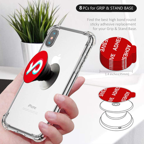 PKYAA 8 Pack Sticky Adhesive Compatible with Socket Base, Double-Sided Replacement Tape for Collapsible Grip & Stand Back, 4pcs Sticker Pads for C...