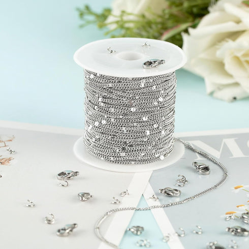 UMAOKANG Silver Necklace Chain for Jewelry Making Stainless Steel Curb Chain Roll Twisted Link Chain Women Necklace DIY Jewelry Supplies...