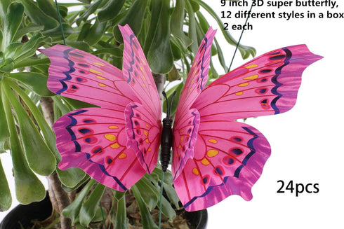 Giant Butterfly Garden Stakes Decorations Outdoor 3D Butterflies Lawn Decorative Yard Decor Patio Accessories Ornaments PVC Gardening Art Christma...
