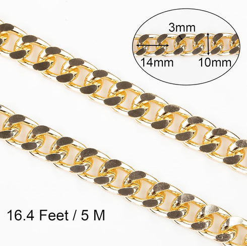 Jabogrii 5 Meters Gold Plated Aluminum Jewelry Making Chains Curb Cuban Chain for Jewelry Making DIY Craft Chain Jewelry Findings...