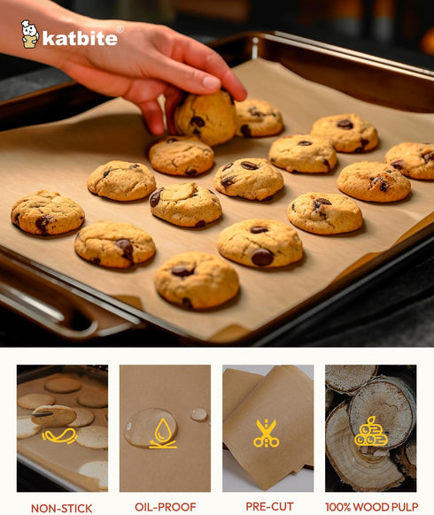 Katbite 200Pcs 9x13 inch Heavy Duty Unbleached Parchment Paper, Parchment Paper Sheets for Baking Cookies, Cooking, Frying, Air Fryer, Grilling Ra...
