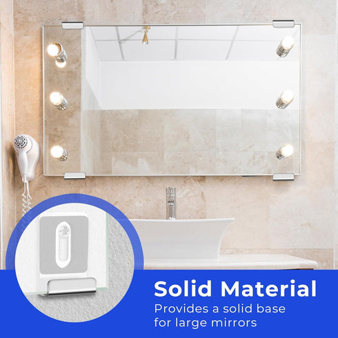 8 Sets of Metal Mirror Hanging Kit, Wall Mounting Mirror Clips for 1/4 Inch Mirror with Screw Rubber Pad, Heavy Mirror Mounting Hardware for Billb...