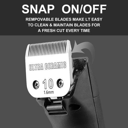 Detachable Pet Clipper Blades, Made of Ultra Ceramic & Stainless Steel, Dog Grooming #10 Blade Compatible with Andis,Oster A5,Wahl KM Series Clipp...