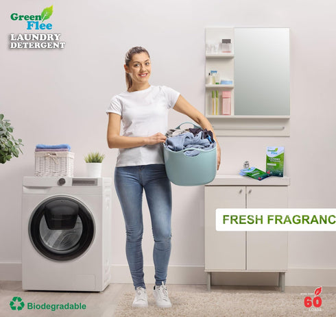 Green Flee Laundry Detergent Sheets-Fresh Fragrance-No Plastic Jug (60 Loads) 30 Sheets...
