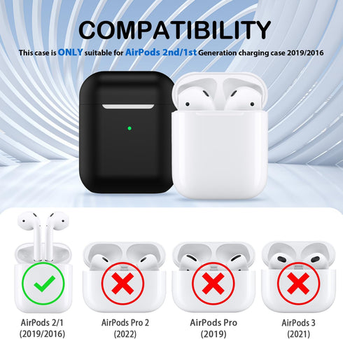 for AirPod Case Cover, Military Grade Anti-Fall Soft Silicone Shock-Absorbing Protective AirPod 2&1 Generation Case Skin Touch with Keychain and C...