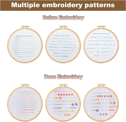 PATIKIL Embroidery Kit for Beginners, 3 Sets Cross Stitch Kits for Beginners Embroidery Kits Hand Stamped Pattern Learn to 30 Stitches with Instru...