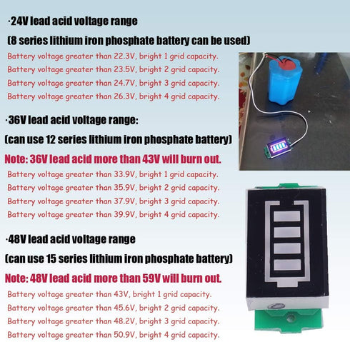 3S 12.6V Lithium Battery Capacity Indicator Module LCD Display Electric Vehicle Battery Power Tester Li-ion 2Pcs...