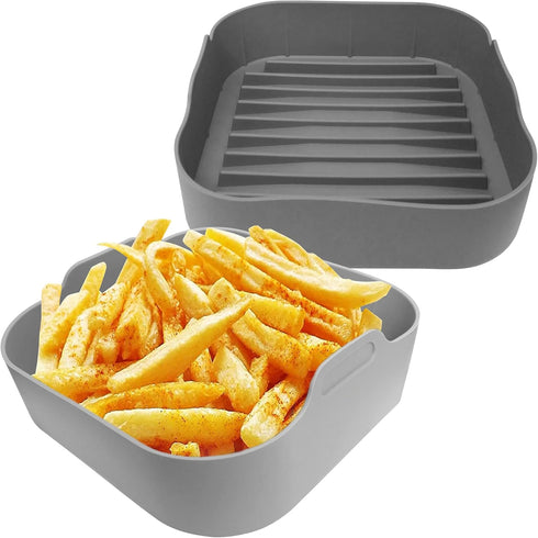 Silicone Air fryer Liners Square, Reusable Airfryer Basket, 6 Quart Air Fryer Inserts, Air Fryer Oven, Microwave Tray Pots, Air Fryer Rubber Acces...