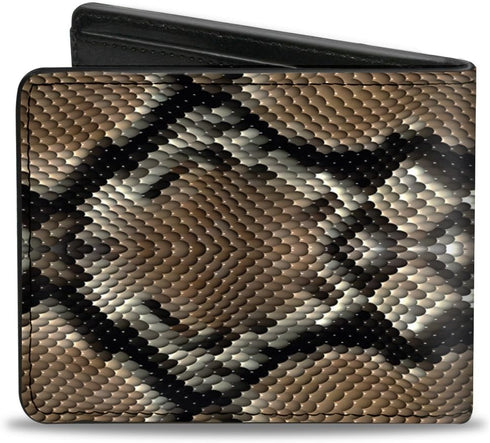 Buckle-Down Men's PU Bifold Wallet-Snake Skin 1, Multicolor, 4.0" x 3.5"...