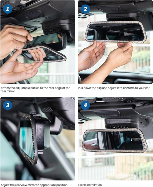 JoyTutus Bling Car Rear View Mirror, Interior Clip-on Wide Angle Rear View Mirror to Reduce Blind Spot...