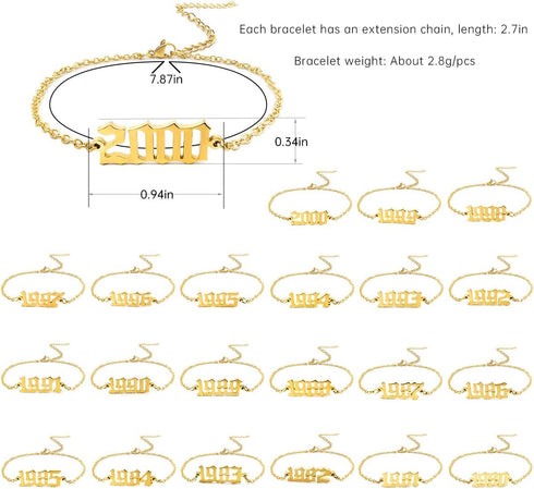 CSIYANJRY99 Birth Year Ankle Bracelets for Women,14K Gold Plated Birth Year Number Anklets Adjustable Chain Beach Foot Ankle Bracelets for Women B...