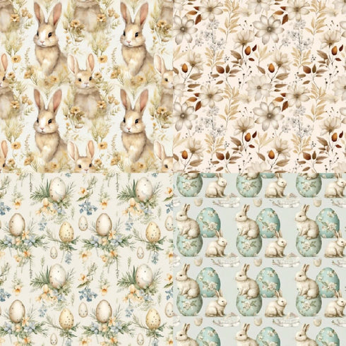 LZBRDY 24 Sheet 6"X6" Decorative Craft Paper Sheet Pads, Easter Rabbits Eggs Feathers Patterns, 160GSM Junk Journal Single-Sided Scrapbook Paper, ...