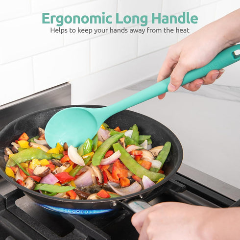 13.3" Solid Cooking Spoon: U-Taste 600ºF Heat Resistant Kitchen Mixing Spoon, Food Grade Nonstick Long and Large Rubber Soup Utensil for Serving, ...