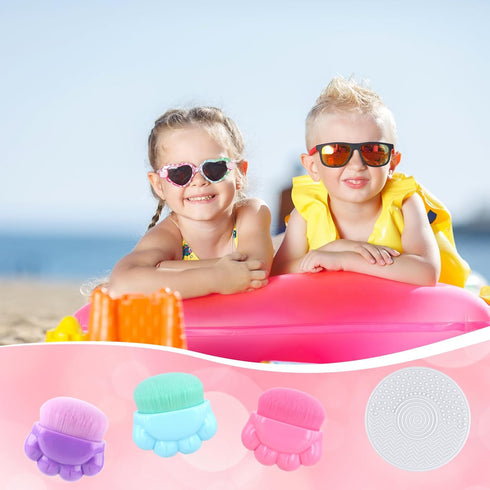 3pcs Sunscreen Applicator for Kids, Sunblock Buddy Brush with Protective Case Portable Sun Lotion Applicator Soft Bristle Foundation Sun Cream Bru...