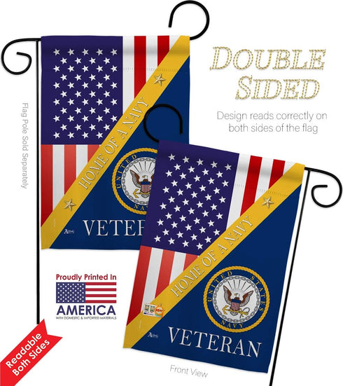Navy Home of Garden Flag Armed Forces USN Seabee United State American Military Veteran Retire Official Small Decorative Gift Yard House Banner Do...