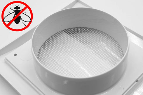 White Exhaust Hood Vent 4'' Inch with Built-in Pest Guard Screen and Flange, White, Air Vent Cover, HVAC Exhaust Vent Duct Cover, Exhaust Cap