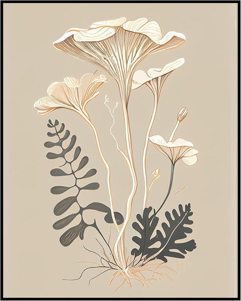 Posterizer 1 pcs-beige surreal delicate mushroom decor-Landscape & Nature Art-Abstract & Modern Art-Chic Home Decor- UNFRAMED Wall Art...