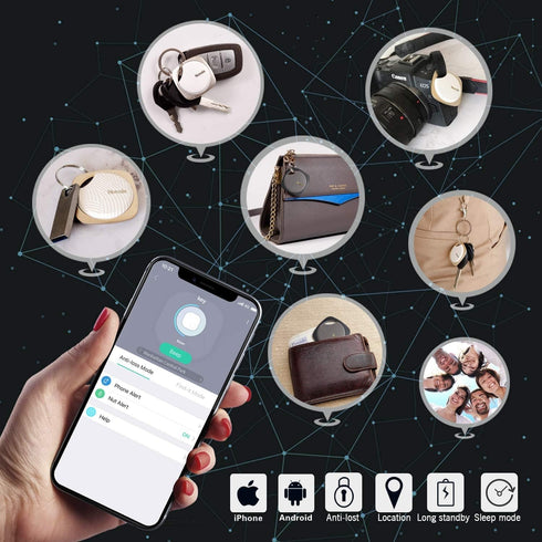 Focus Key Finder Smart Tracker Anti-Lost Alarm Item Locator Wireless for Key Phone Wallet Pet Bluetooth Tracking Device with Replaceable Battery (...