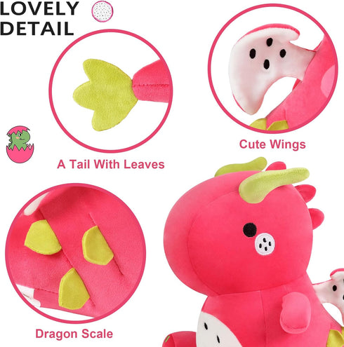 Ditucu Cute Dragon Fruit Dinosaur Stuffed Animals Plush Toys Dolls Soft Dino Pitay Plushie Birthday Gifts for Kids Girls Boys Red 12 inch...