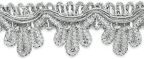 Trims by the Yard Delicia Decorated Gimp Trim | Metallic Silver| (20 yard cut)...