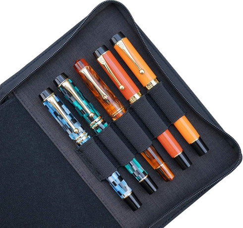 Lanxivi 10 Slots Fountain Pen Case Black, Waterproof Canvas Pen Holder Display Pouch Bag by KACO......
