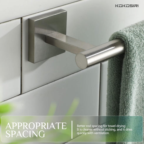 KOKOSIRI Towel Holder Brushed Nickel Bathroom Accessory Hand Towel Bars Wall Mounted Kitchen Cabinet Paper Holder Stainless Steel, B3008BR...