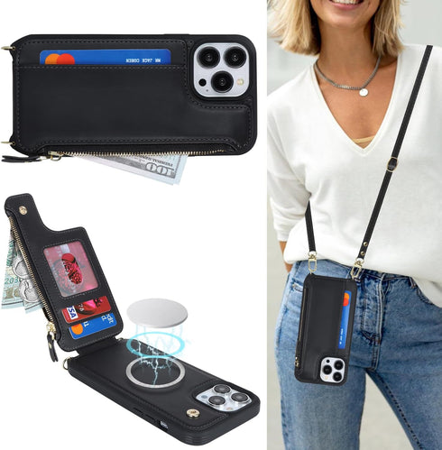 Cavor for iPhone 15 Pro Case with Card Holder,iPhone 15 Pro Wallet Case for Women,iPhone 15 Pro Case Magsafe,Phone Case iPhone 15 Pro Case with St...