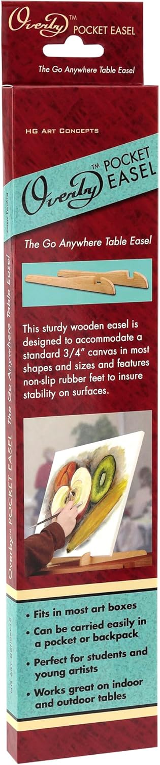 Creative Mark The Original Overby Tabletop Painting Easel, Portable Compact Easy Carry, Hold & Display Stretched Canvas Stable, 12" Inches, Natura...