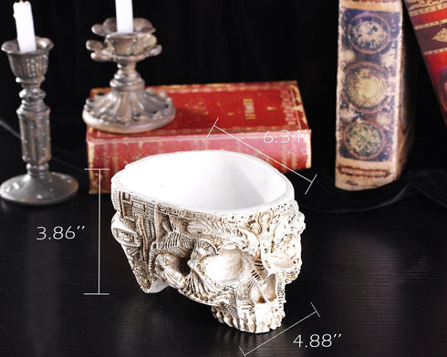 Modern Large Funny Resin Skull Shaped Head Design Flower Pot Planter Container, Decoration Flowerpot Props Home Office Desk Decor (Mediterranean)...