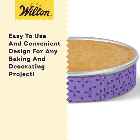 Wilton Bake Even Cake Strips, Prevents Domed Tops & Cracked Edges for Moist, Level Cakes, Fits 8-Inch & 10-Inch Round Cake Pans, 2-Piece Set...