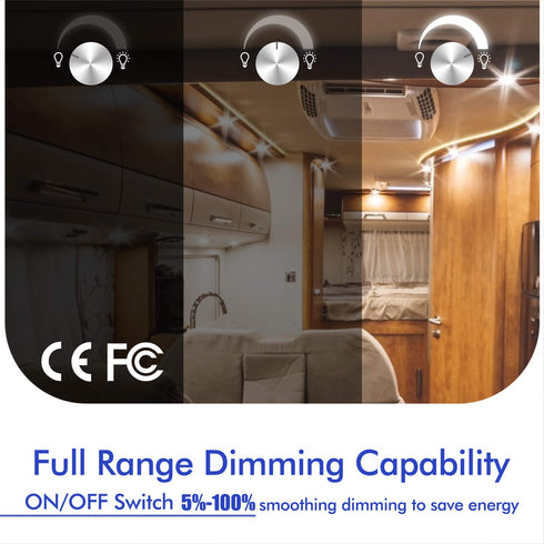 ALOVECO 12 Volt DC Dimmer Switch PWM for LED RV Lights Interior, 5-24 Volts LED Ceiling Dome Lights Dimmer and Switch for Camper, Recreational Veh...