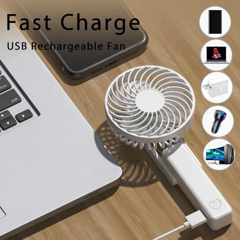 Battery Operated Portable Fan, Mini Rechargeable Handheld Fan,Small Foldable Fan,Quiet but Powerful Desk Fan Up to 10 hrs Operated Makeup Eyelash ...