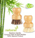 Bamboo Brush Dish Scrubber Clean Pan and Vegetable, Natural Bristles Palm Pot Brush 2 Pack Round Mini Dish Brush with 2 Ceramic Dish for Kitchen S...