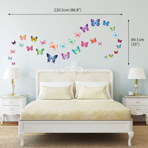 DECOWALL DS9-1302 30 Vibrant Butterflies Kids Wall Stickers Wall Decals Peel and Stick Removable Wall Stickers for Kids Nursery Bedroom Living Roo...