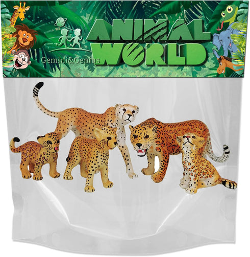 Gemini&Genius Jaguar Toys, Safari Animal Cheetah Toys, Leopard Family Playset Figures, Wildlife World Models, Birthday Cake Toppers or Gifts for K...