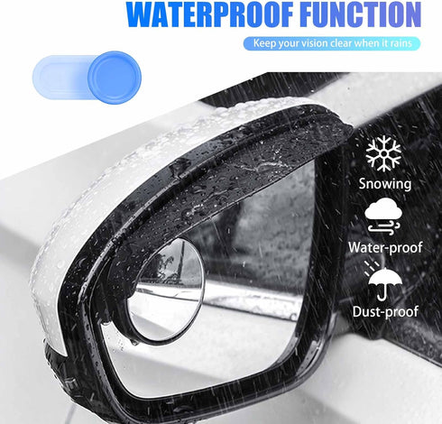 2 PCS Car Rearview Blind Spot Mirror Rain Eyebrow Integrated, 2-in-1 Carbon Fiber Rain Eyebrow Reflective Protection Shield, Adjustable Expanded V...