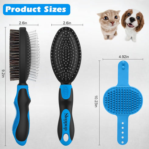 2PCS Dog Brush I Dog Brush for Shedding I Dog Bath Brush I Dog Brushes for Grooming I Double Sided Dog Hair Brush I Dog Brush For Short/Long Haire...