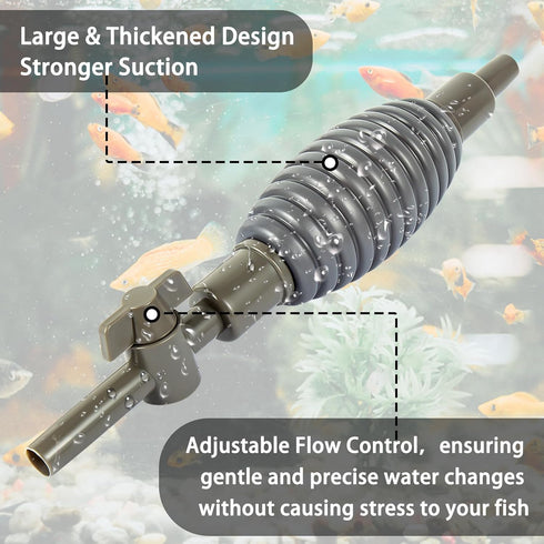 Ponpon Aquarium Siphon Vacuum Cleaner for Gravel and Sand, Fish Tank Vacuum Gravel Cleaner, Manually Fish Tank Water Changer...
