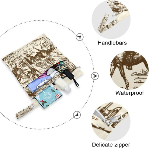 2pcs Western Desert Cowboy Wet Dry Bags,Waterproof Reusable Cloth Diaper Wet Dry Bags for Travel,Diapers,Dirty Gym Clothes and Toiletries...