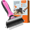 MalsiPree Pet Grooming Brush for Dogs/Cats, 2 in 1 Deshedding Tool & Dematting Undercoat Rake for Mats & Tangles Removing, Reduces Shedding by up ...